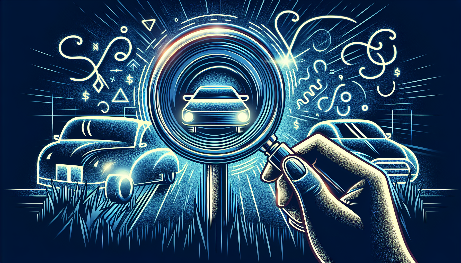 Colorful illustration of a magnifying glass over a low-interest rate sign
