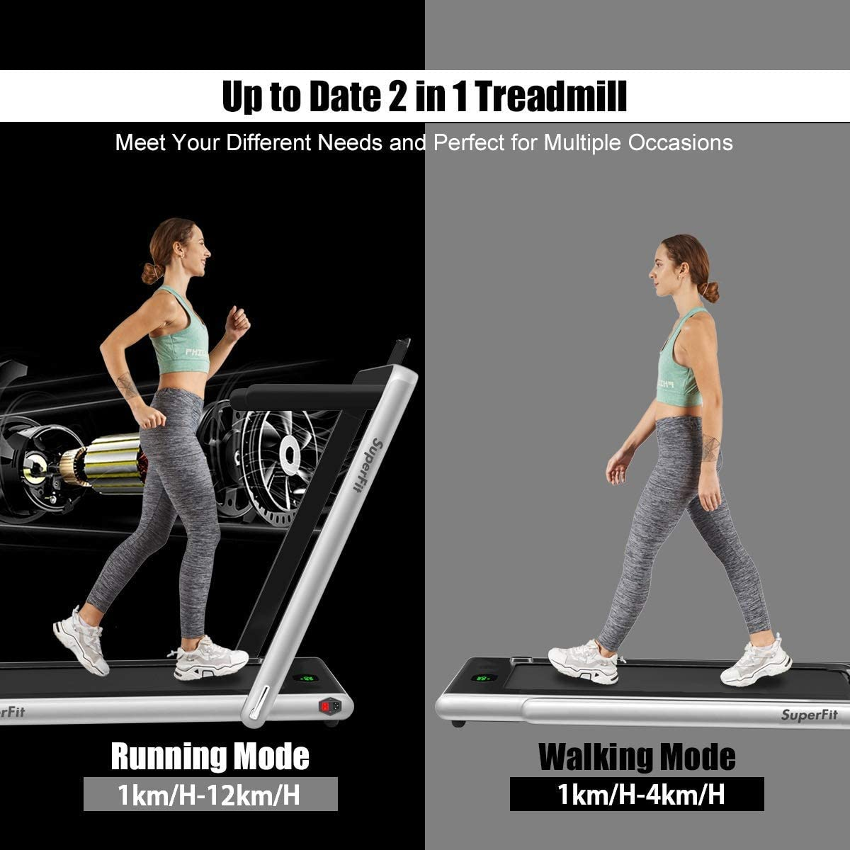 Goplus 2 in 1 folding treadmill