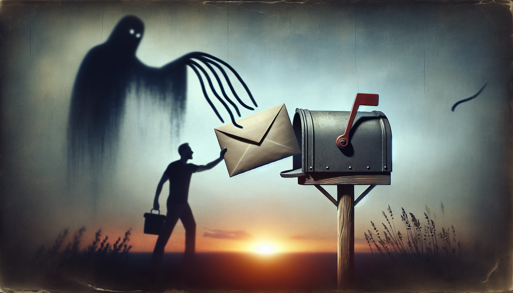 Artistic depiction of a person mailing a cease communication request letter to a debt collector