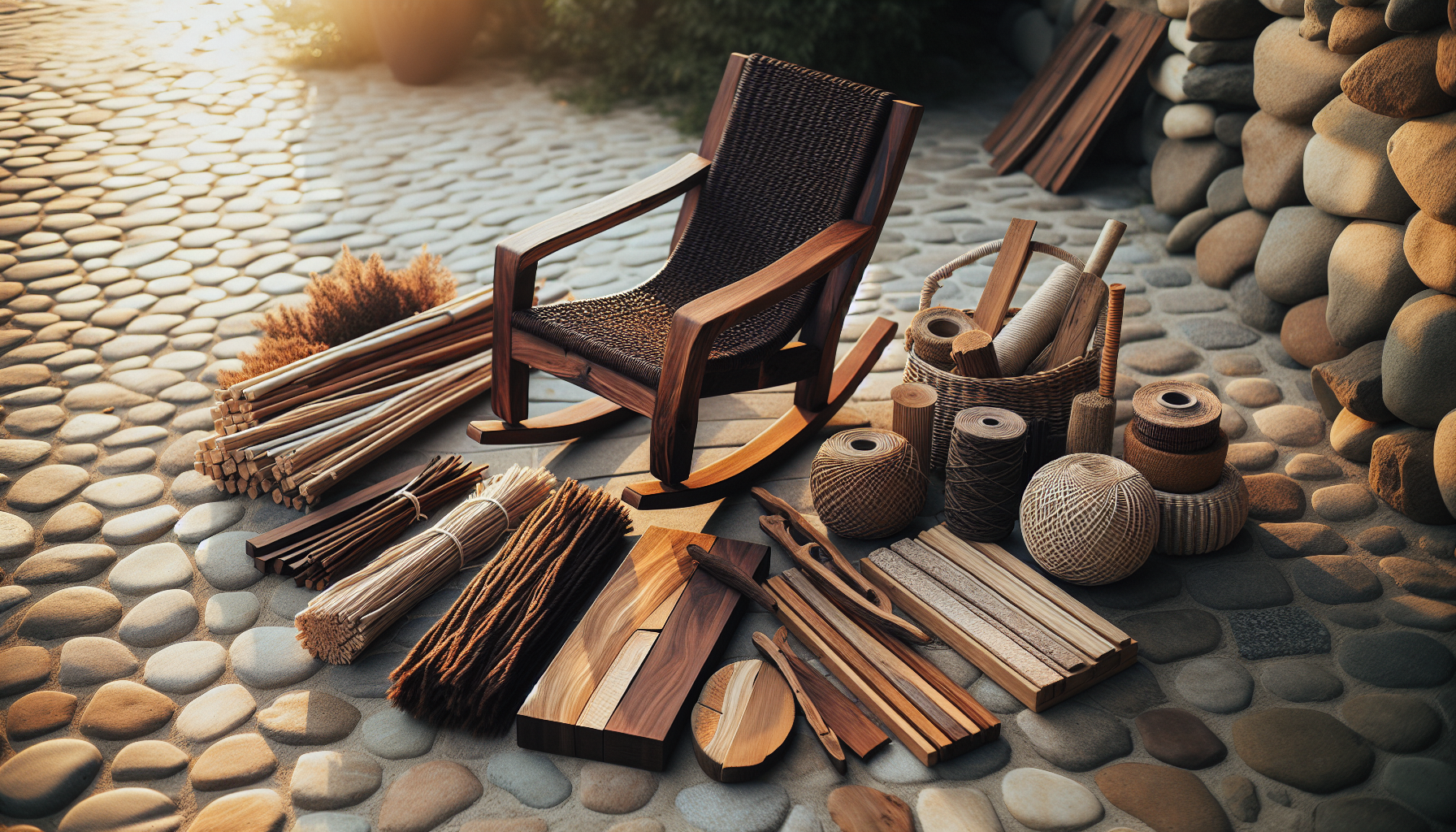 Different natural materials for outdoor rocking chairs