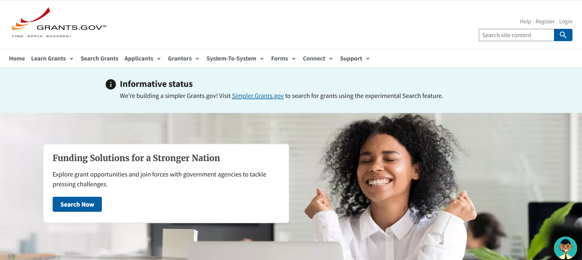 Grants.gov homepage