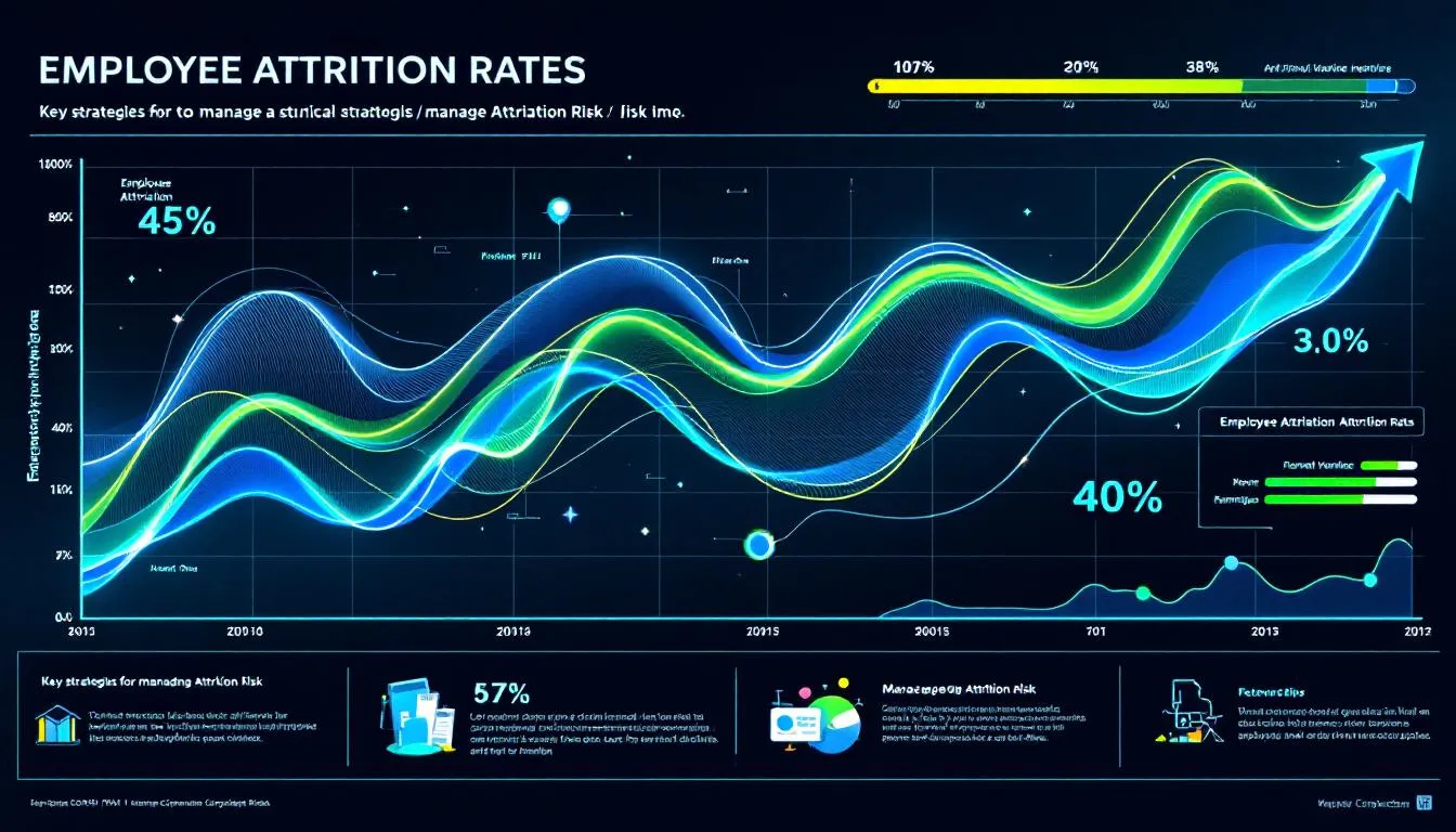 A chart displaying employee attrition rates over time, emphasising the need for effective measurement and analysis.