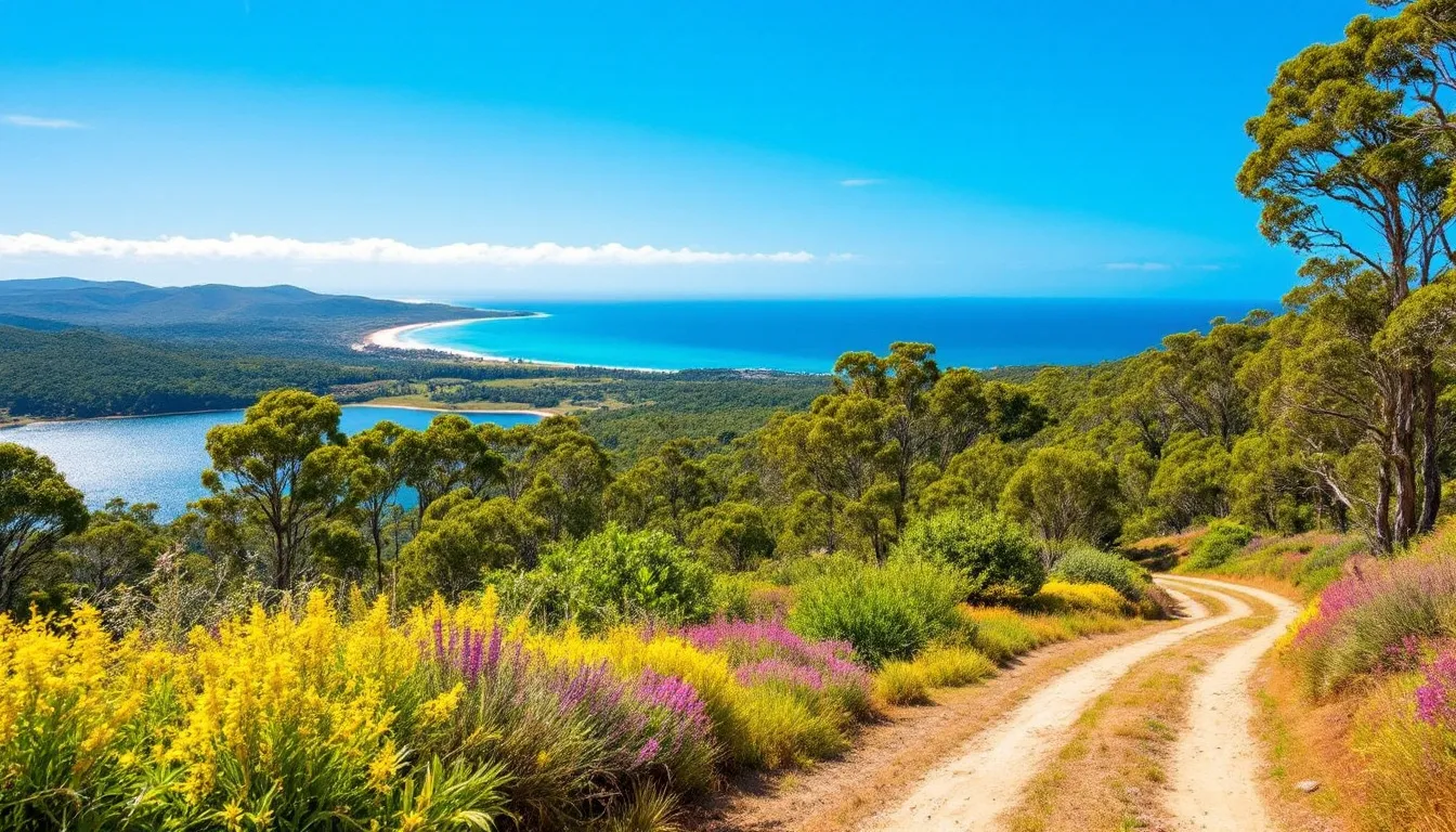 A scenic view of the Sunshine Coast Hinterland with lush landscapes and clear skies.
