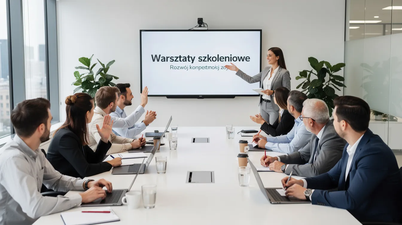 W sali konferencyjnej zróżnicowany zespół uczestników bierze udział w warsztacie szkoleniowym, który dotyczy skutecznego wdrożenia ai w firmie. Uczestnicy omawiają zastosowanie sztucznej inteligencji w procesach biznesowych oraz potencjalne korzyści płynące z automatyzacji procesów.