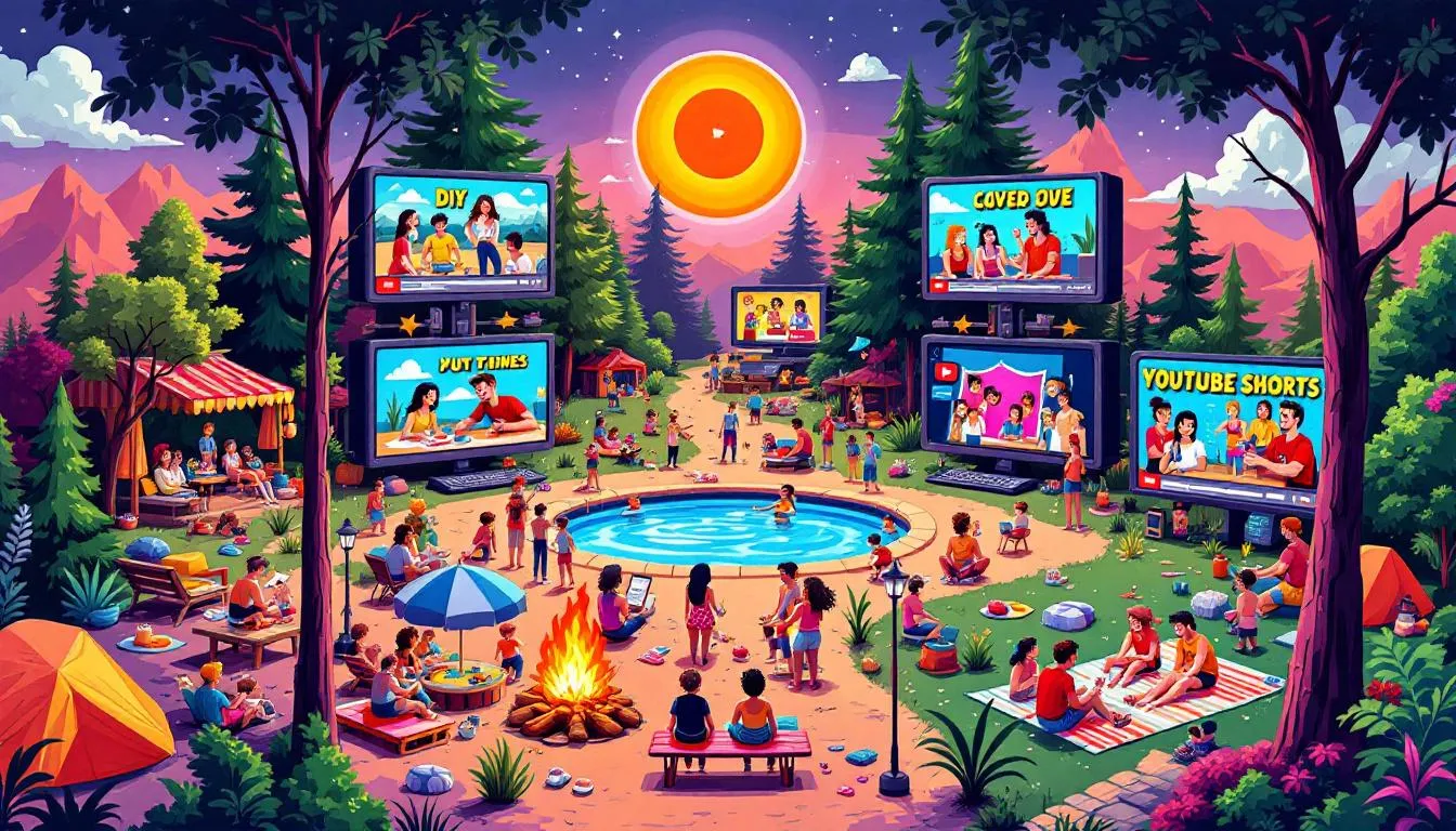 An overview of YouTube Shorts videos, showcasing a variety of short video clips.