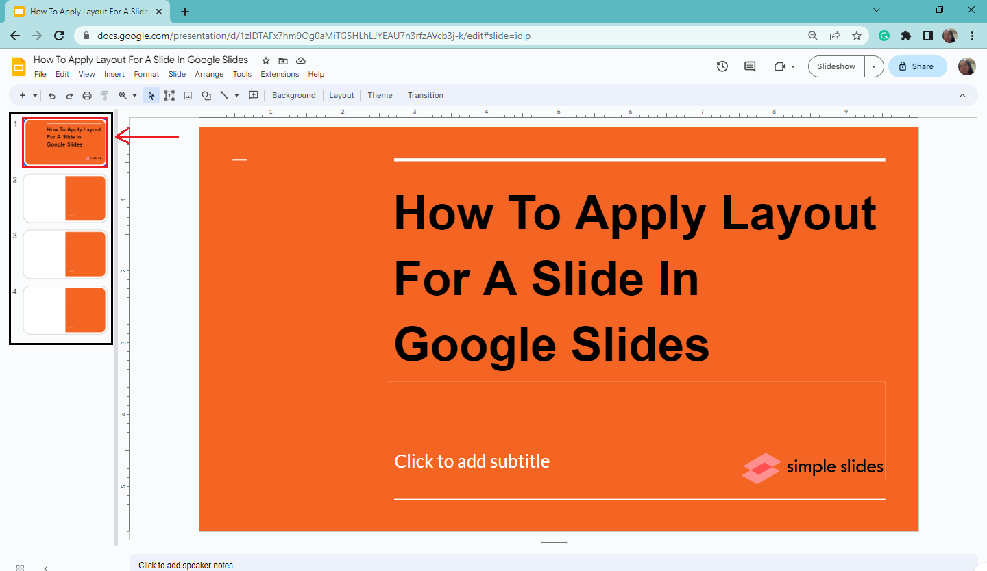 Select a Google Slide in your presentation.