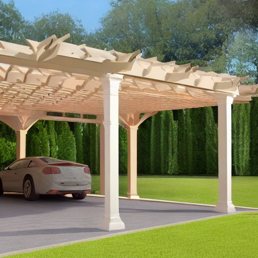 A pergola carport matching the architectural style of the house