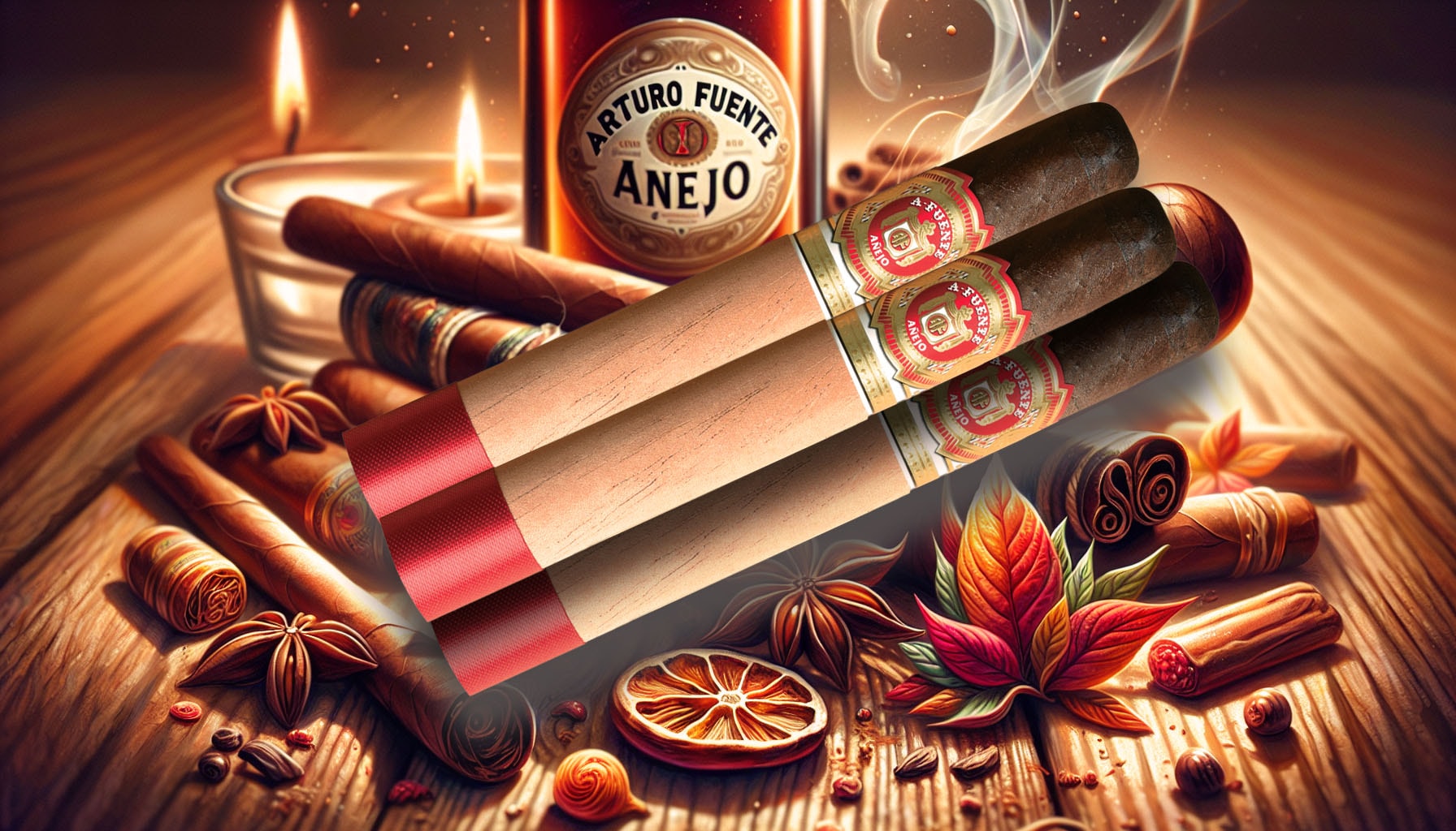 An illustration showing the Arturo Fuente Anejo No. 46 cigar with rich flavor notes.