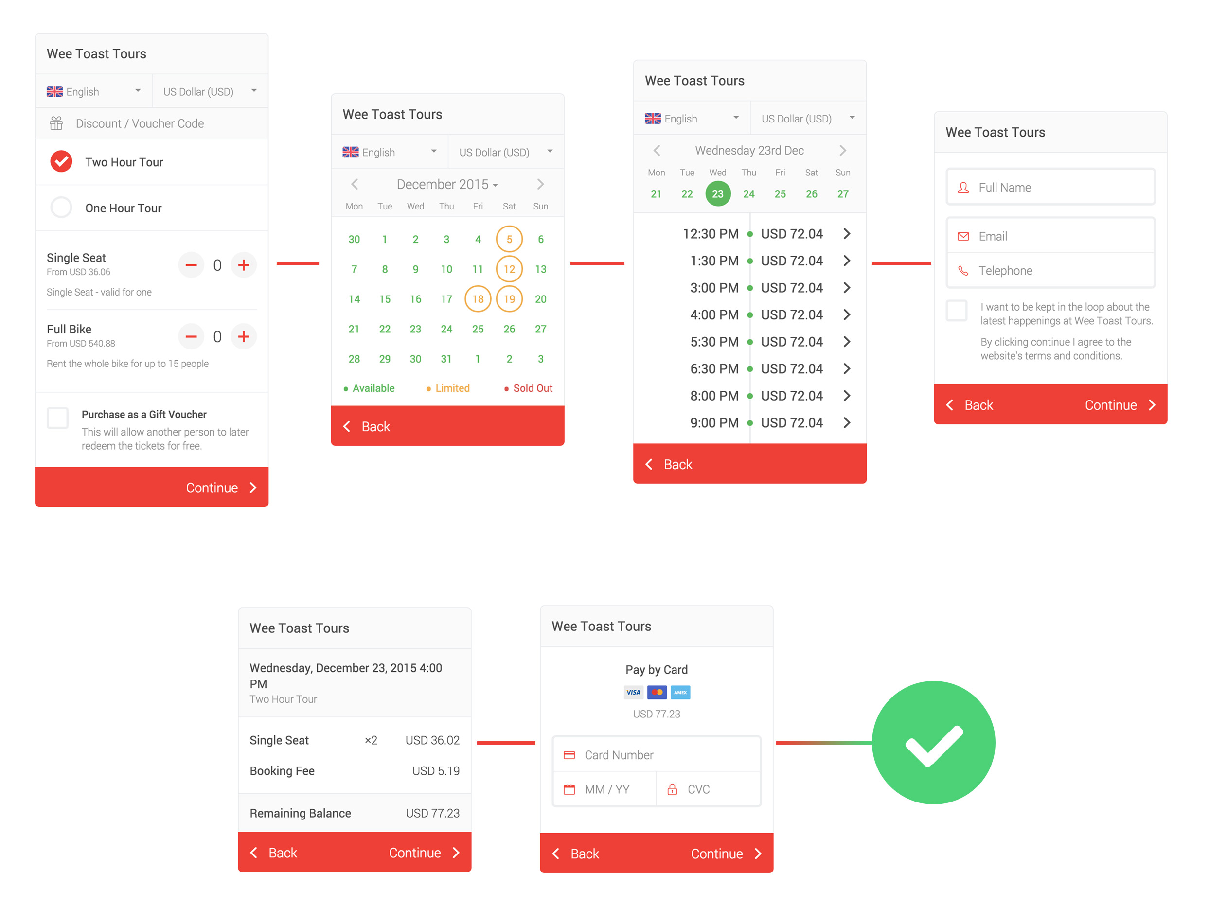 5 step checkout feature, users spend less time leading payments, easy billing