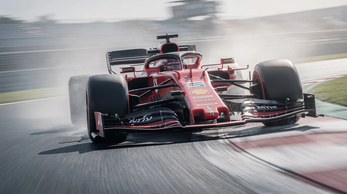 Ein Formel-1-Rennwagen fährt mit hoher Geschwindigkeit auf einer Rennstrecke, während der Hintergrund verschwommen ist. Dieses Bild fängt die Dynamik und den Nervenkitzel eines Formel-1-Rennens ein, das oft mit Weltmeistertiteln und berühmten Rennfahrern wie Nico Rosberg assoziiert wird.