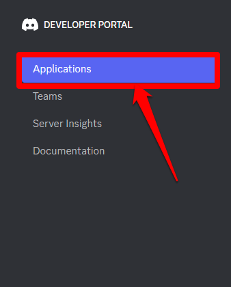 Picture showing the application tab on the Discord developers portal