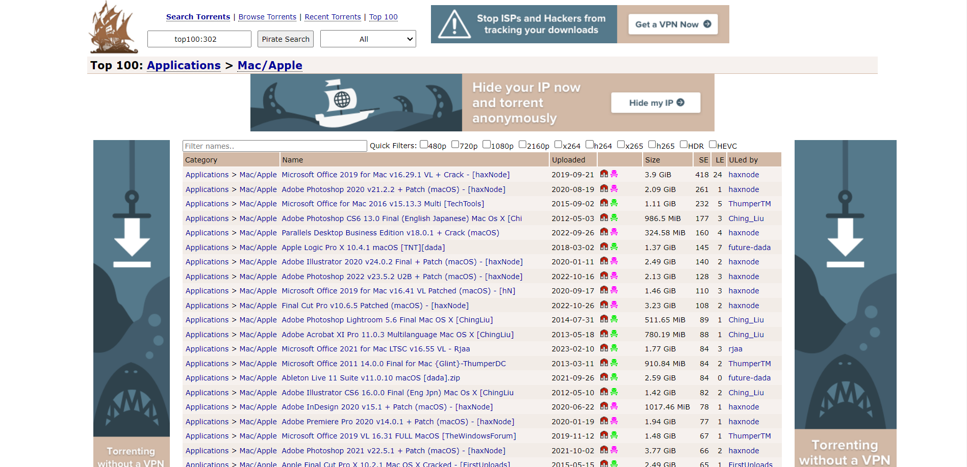 The Pirate Bay is a great torrent site with a dedicated section for Mac users