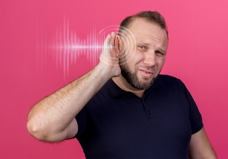 Man with hearing issues