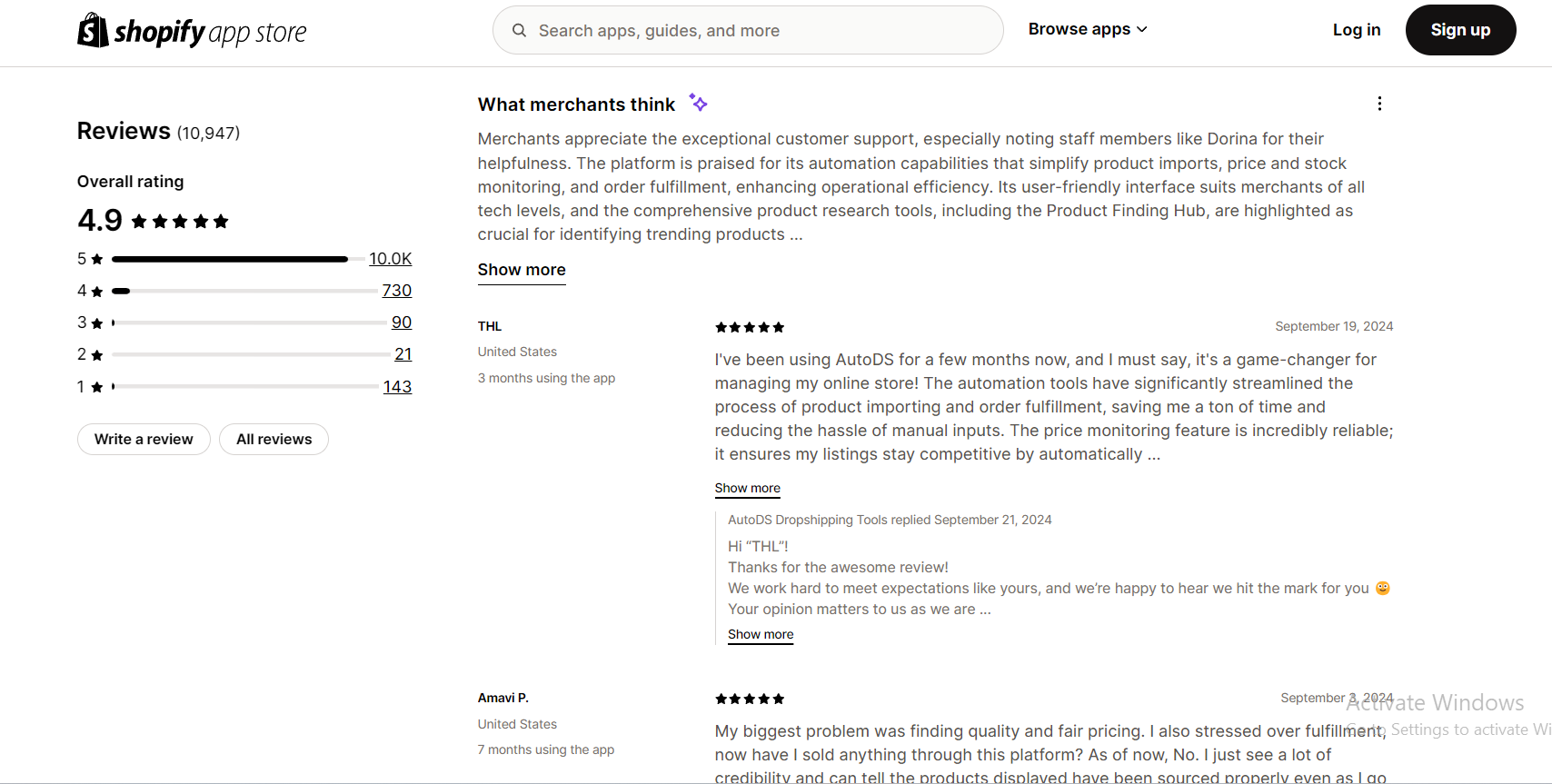 shopify app store reviews