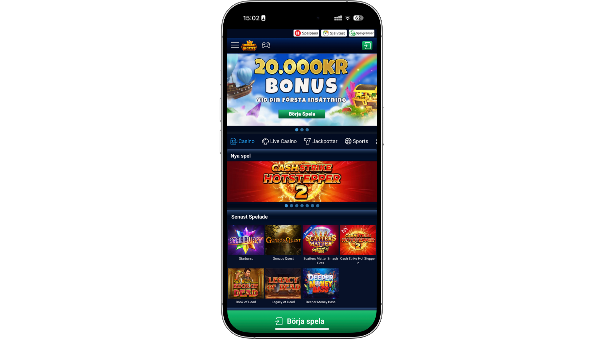 Kungaslottet casino är ett Trustly casino - 18 spela ansvarsfullt