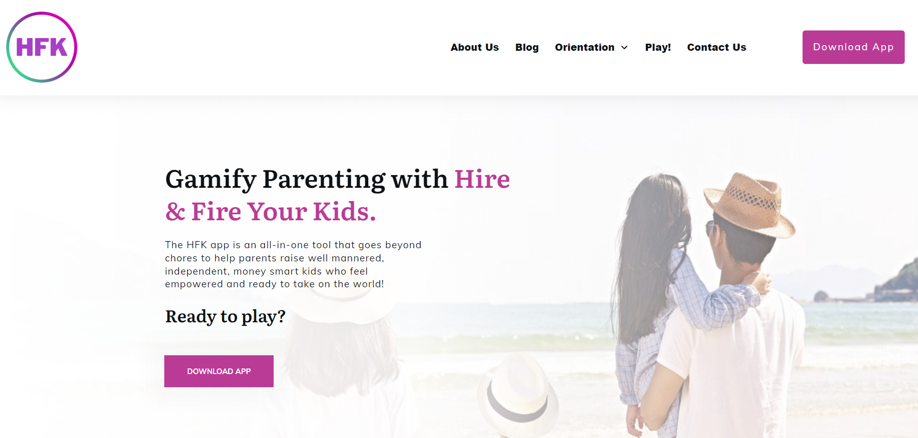 Homepage for Hire & Fire Your Kids.
