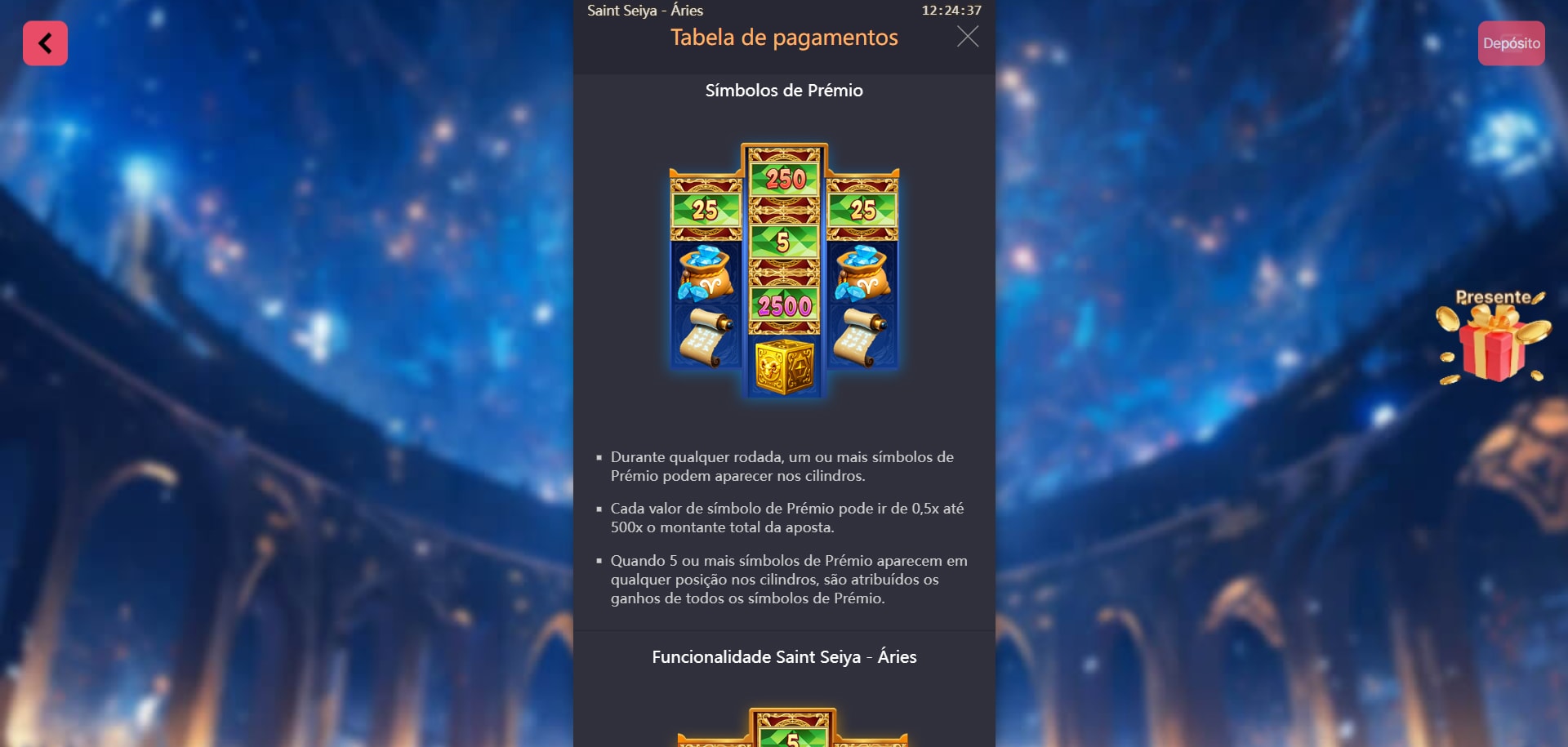 Funcionalidade Saint Seya