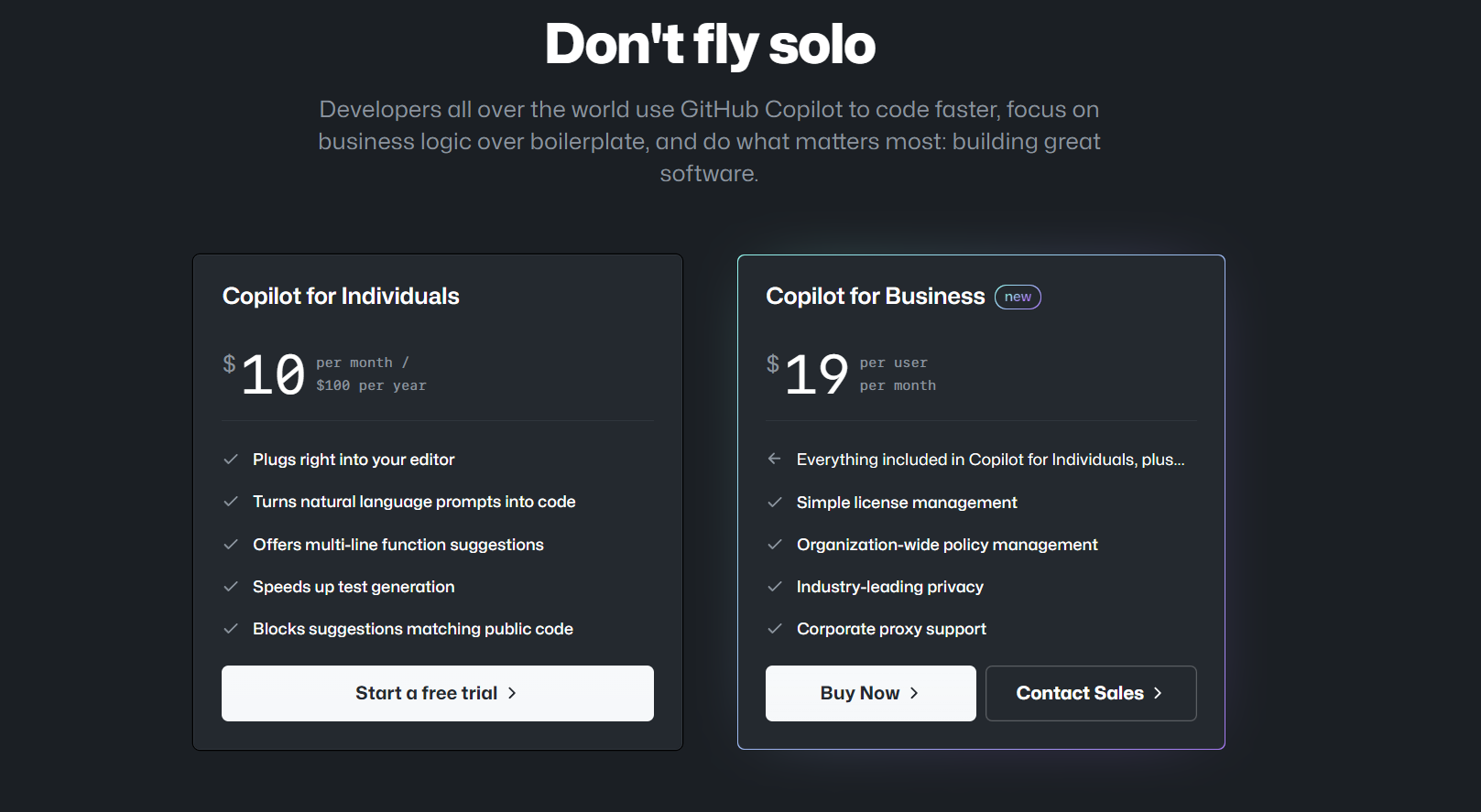 Github Pricing Page