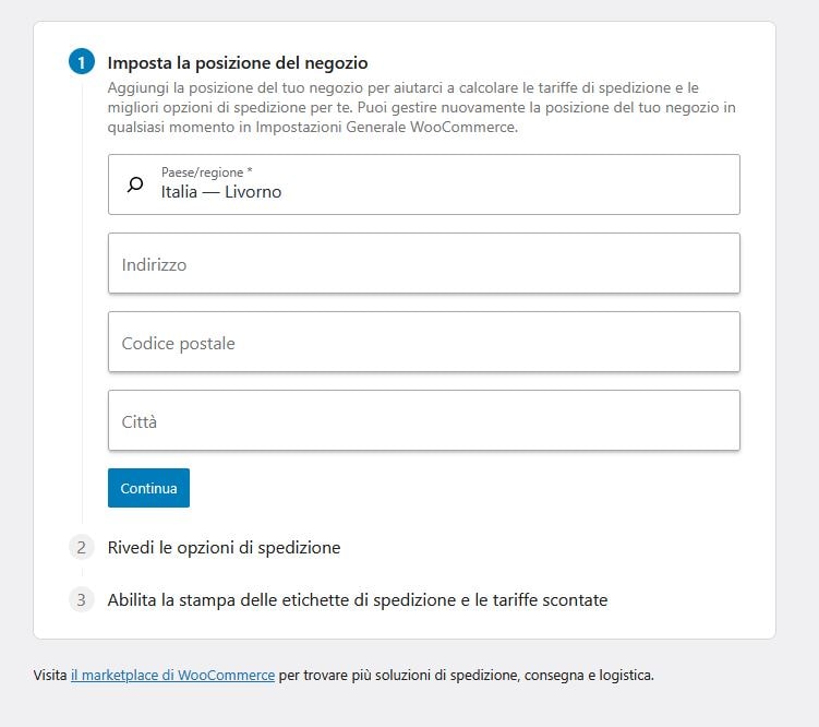 Posizione del negozio