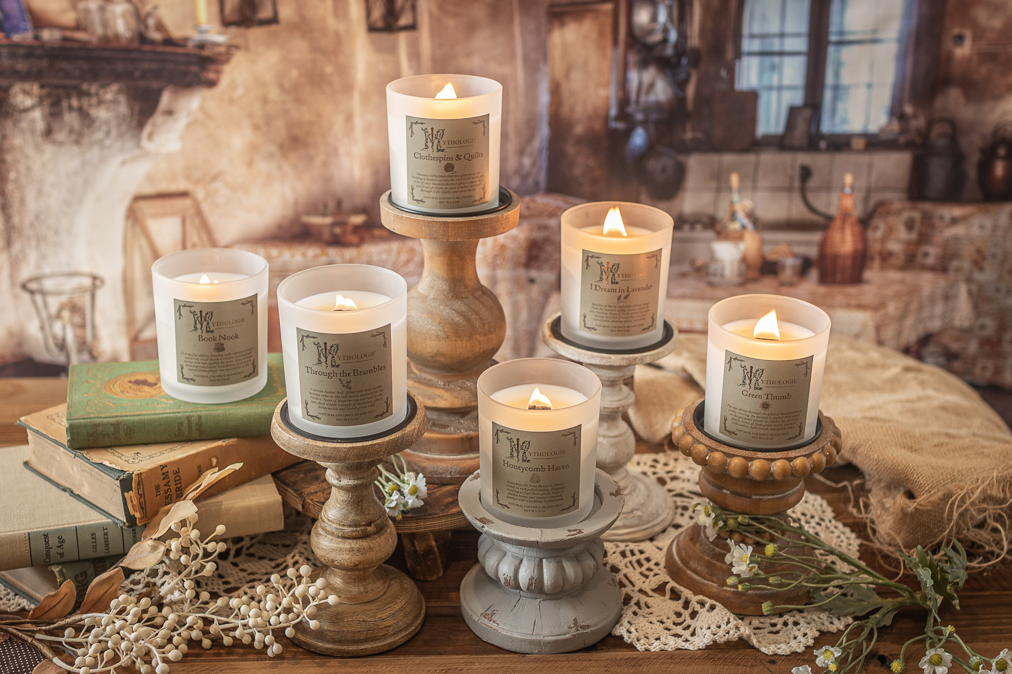 Cottagecore candles poured with sustainable practices