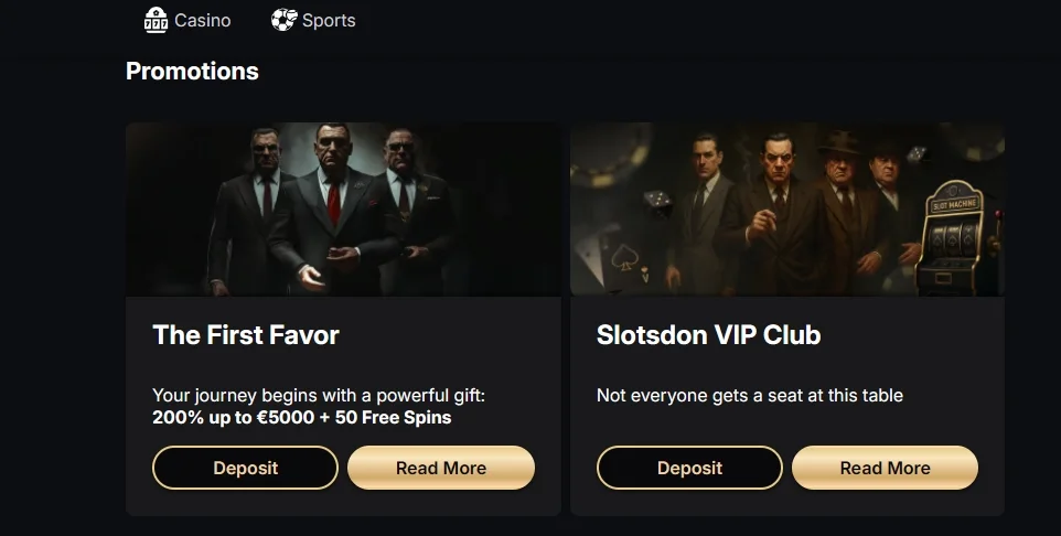 SlotsDon bonuses after account registration
