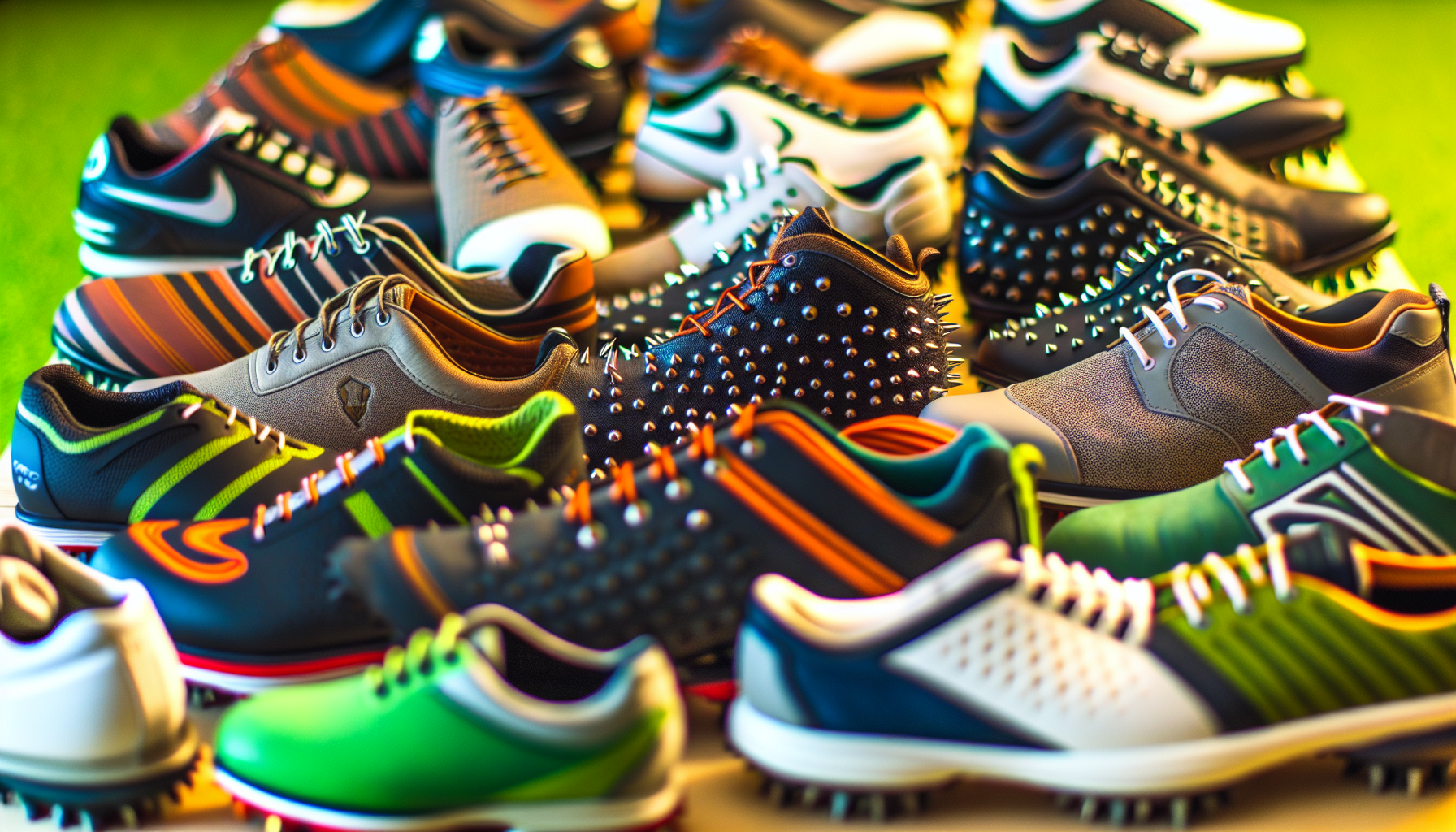 A selection of spiked golf shoes