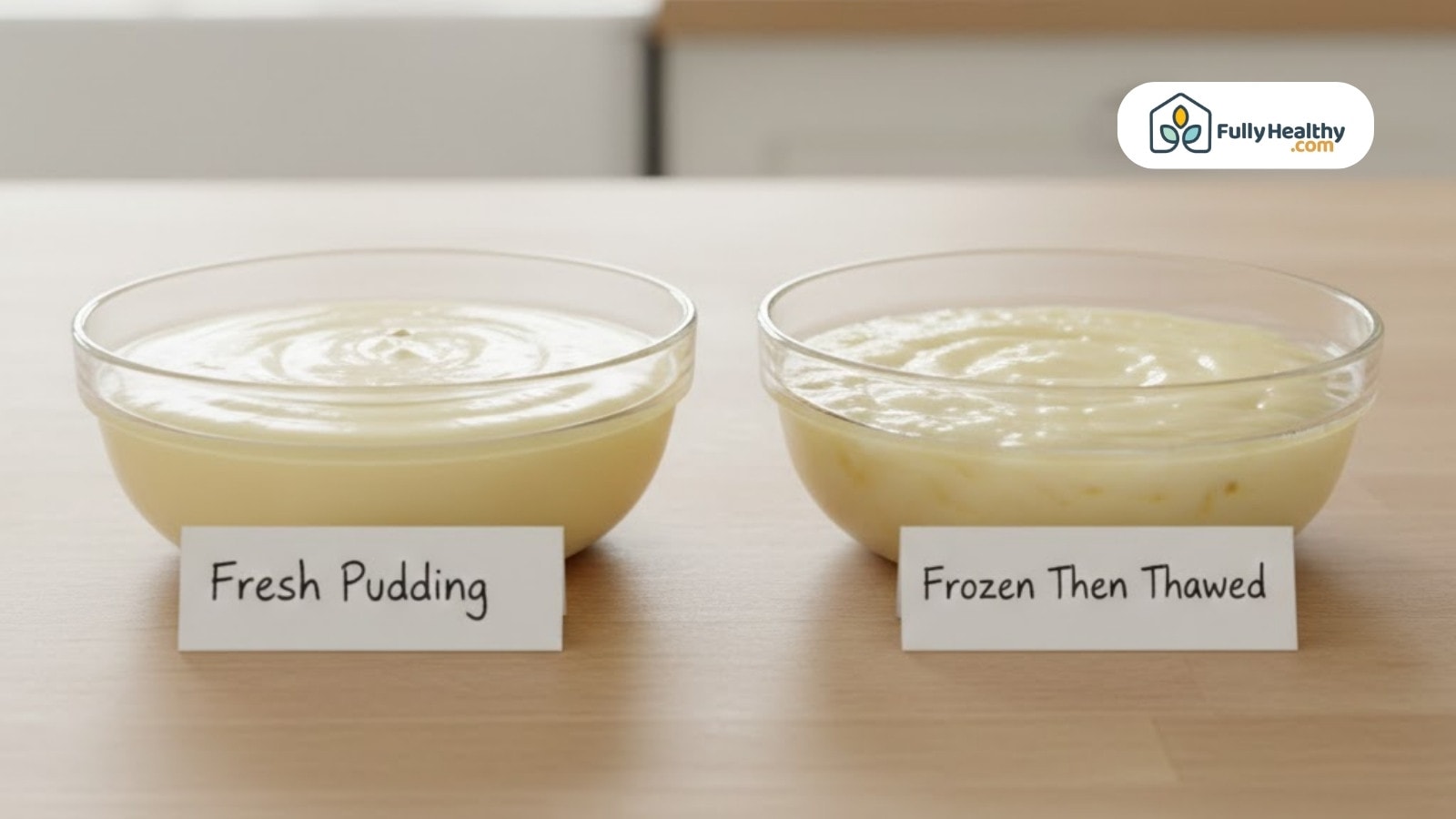 Fresh pudding compared with frozen then thawed pudding texture