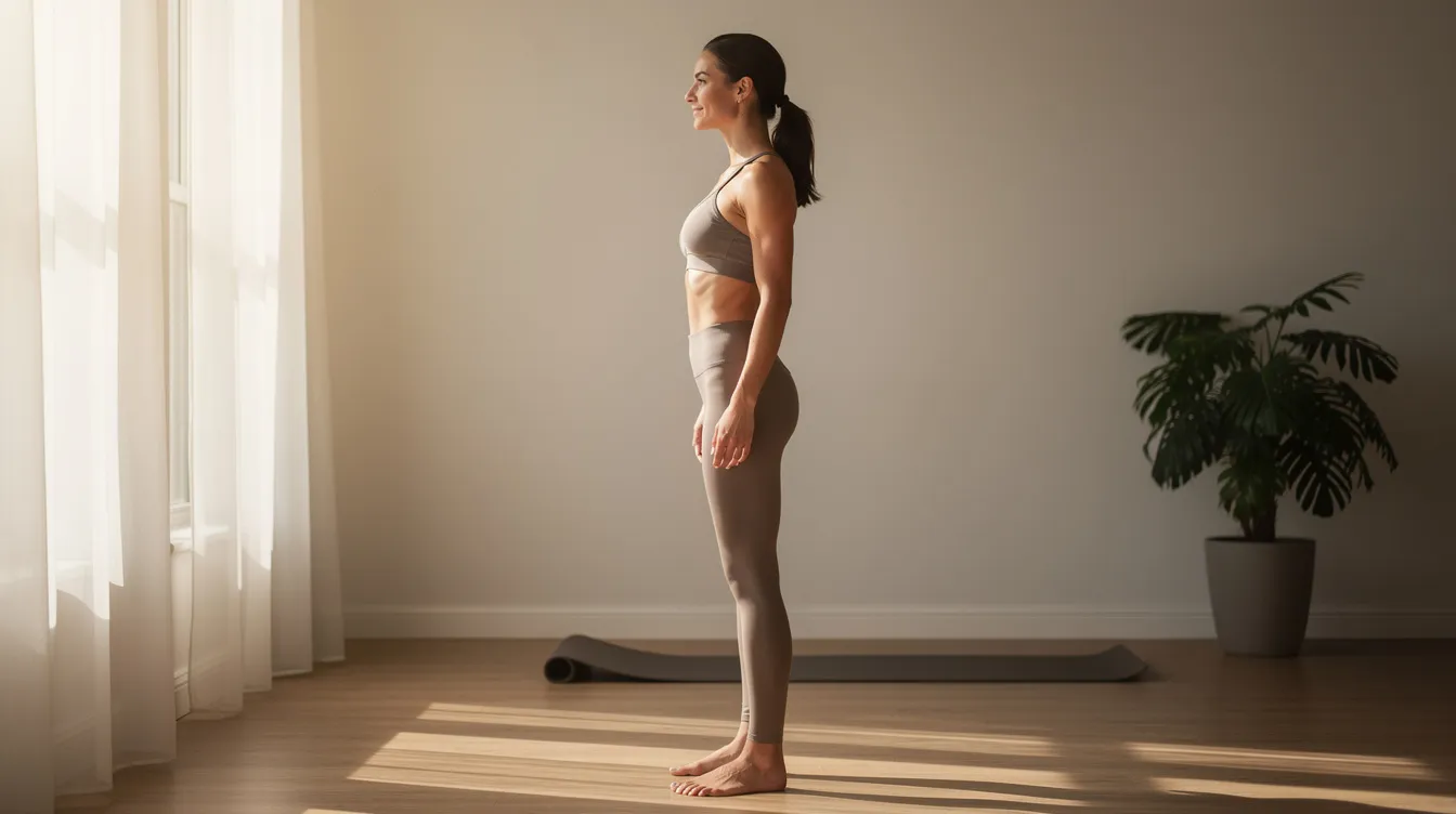 A woman in athletic wear stands in a sunlit room, showcasing her natural, toned silhouette from a side profile. The image highlights her fit physique, which may be enhanced by non-surgical methods like Sculptra butt lift treatments that stimulate the body's natural collagen production for a natural-looking appearance.
