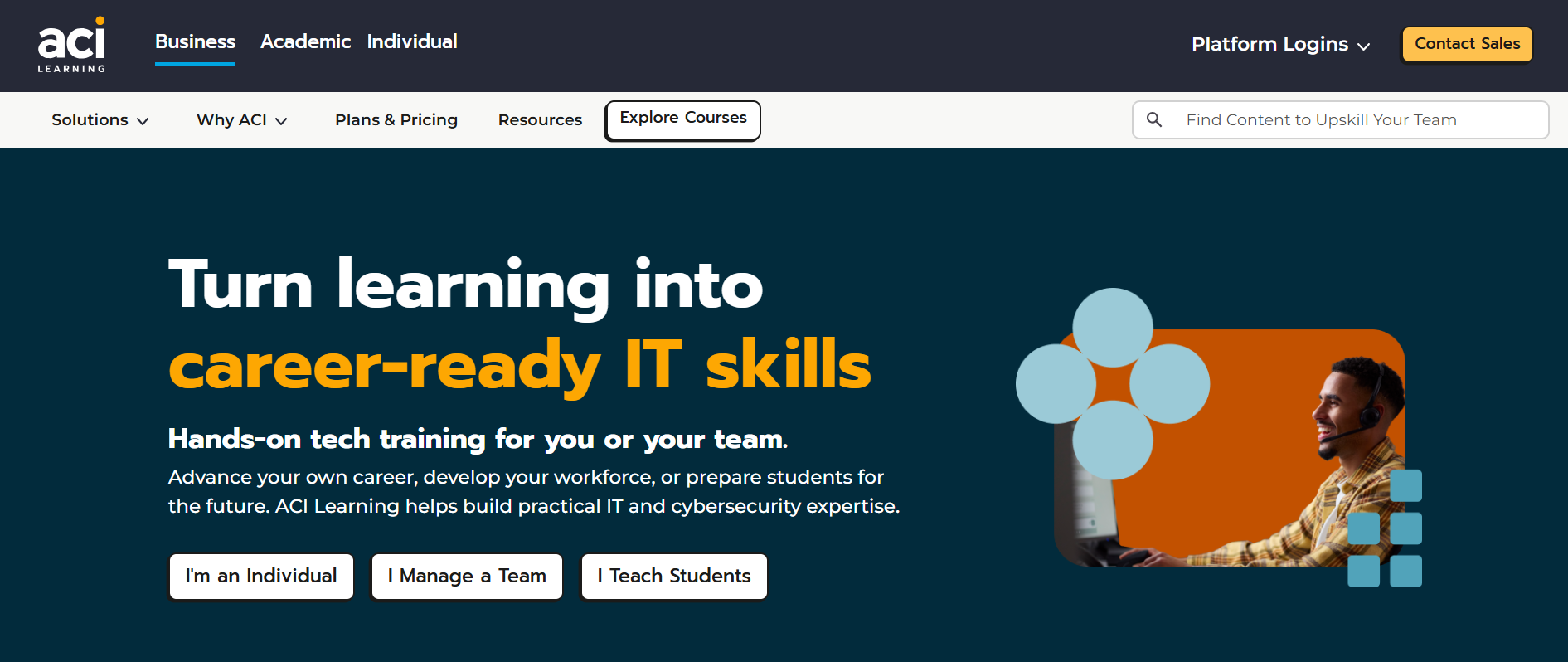 ACI Learning hands-on IT training platform offering certification preparation, cybersecurity education, and technical skills development.