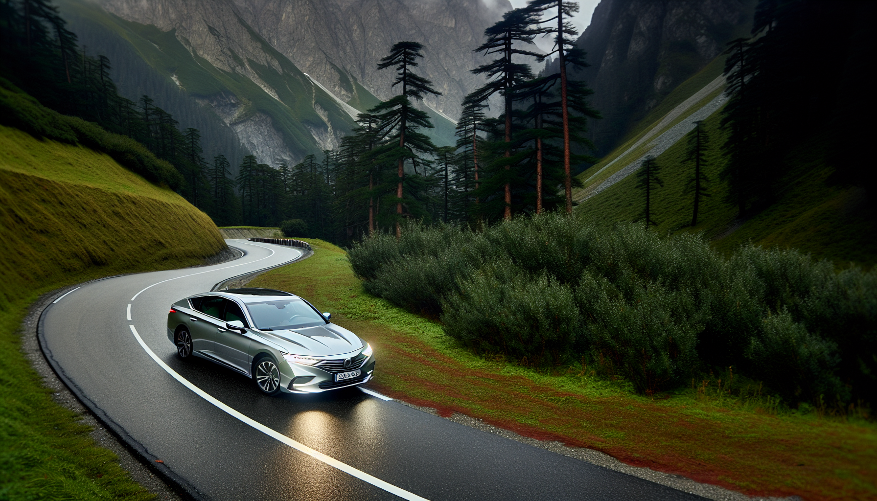 Car on a mountain road