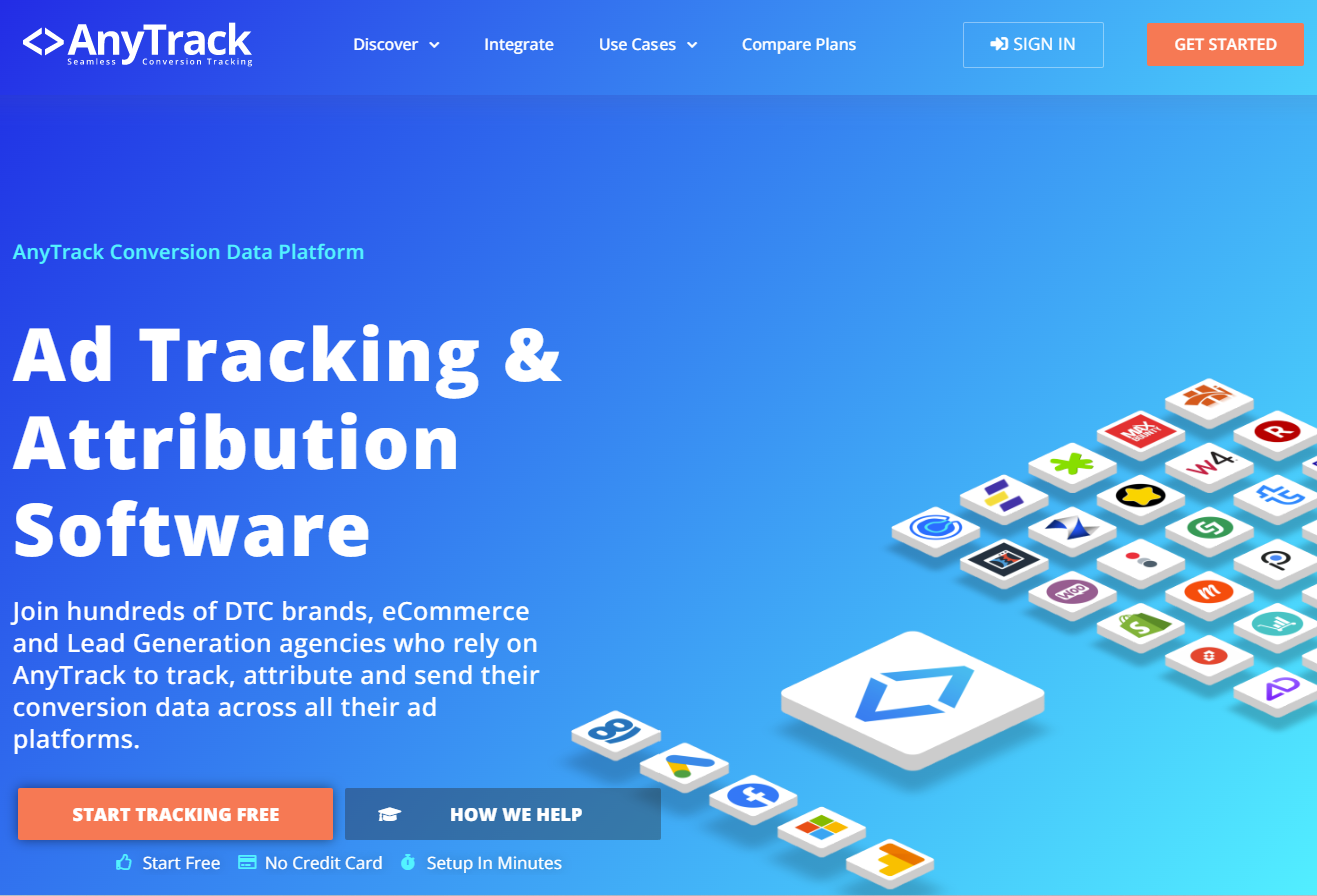 Affiliate Tracking Software - anytrack homepage screenshot