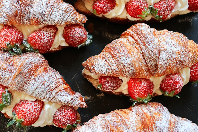 A selection of tips for presentation and plating with fancy dessert recipes like strawberry powdered sugar croissants.