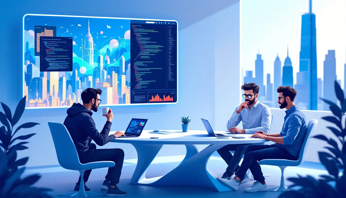 A group of web developers collaborating on a project.