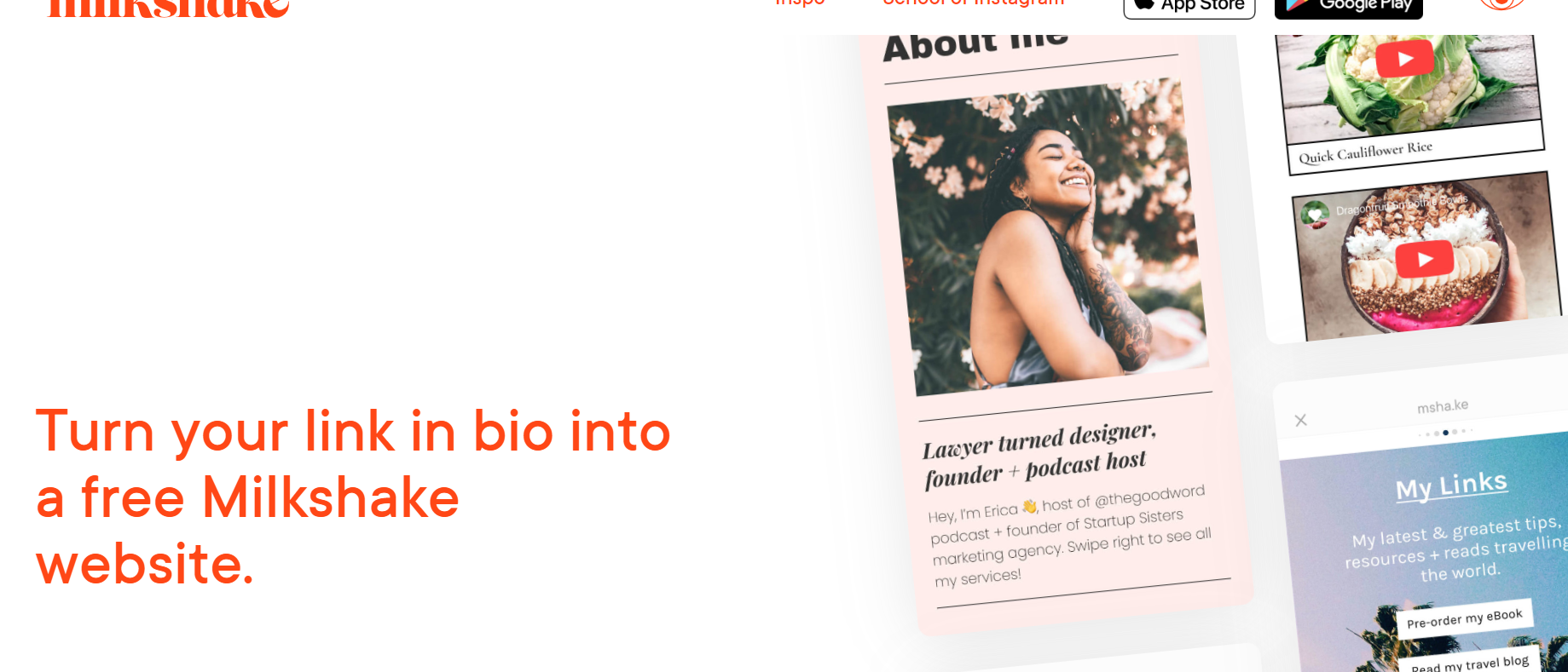 Milkshake Landing page