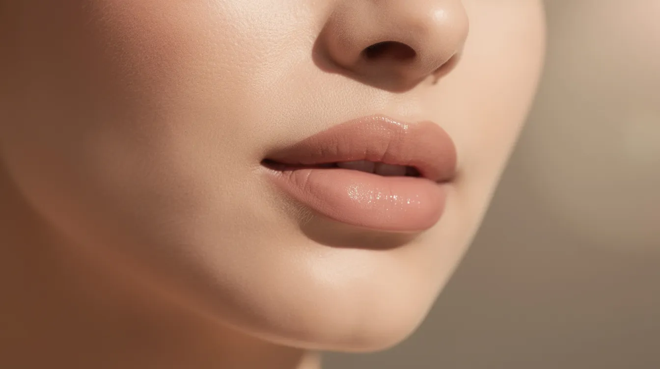 A close-up image of a woman showcasing her naturally full and hydrated lips, illuminated by soft natural lighting. The lips exhibit a subtle enhancement, highlighting the smooth consistency and improved definition that can result from lip filler treatments.