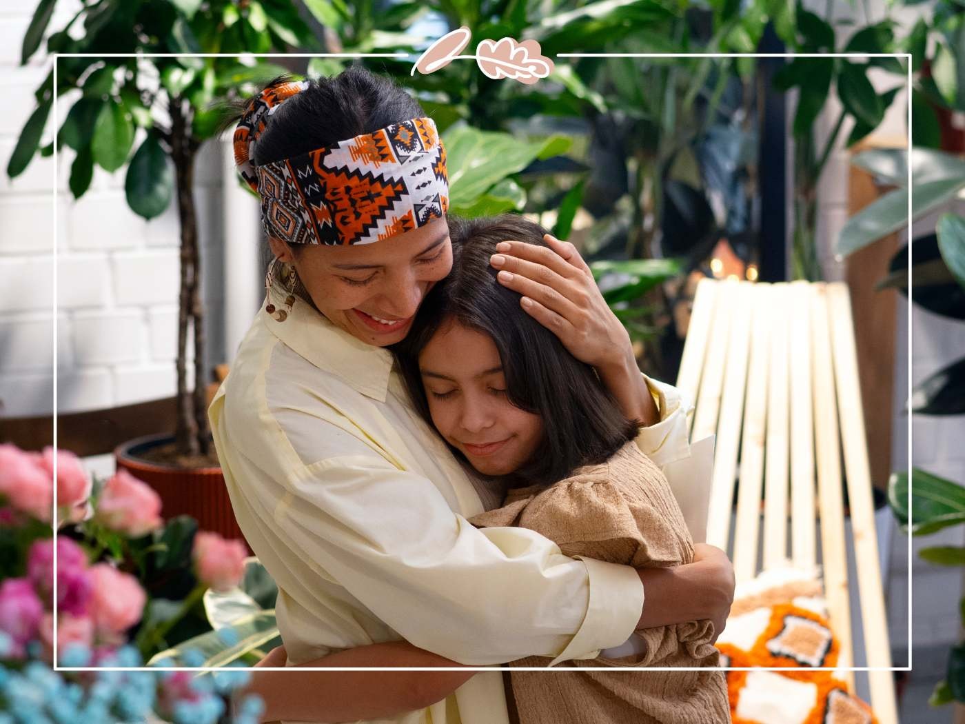 Cosy embrace between mum and daughter among houseplants, celebrating her special day — Fabulous Birthday Wishes for Mom.