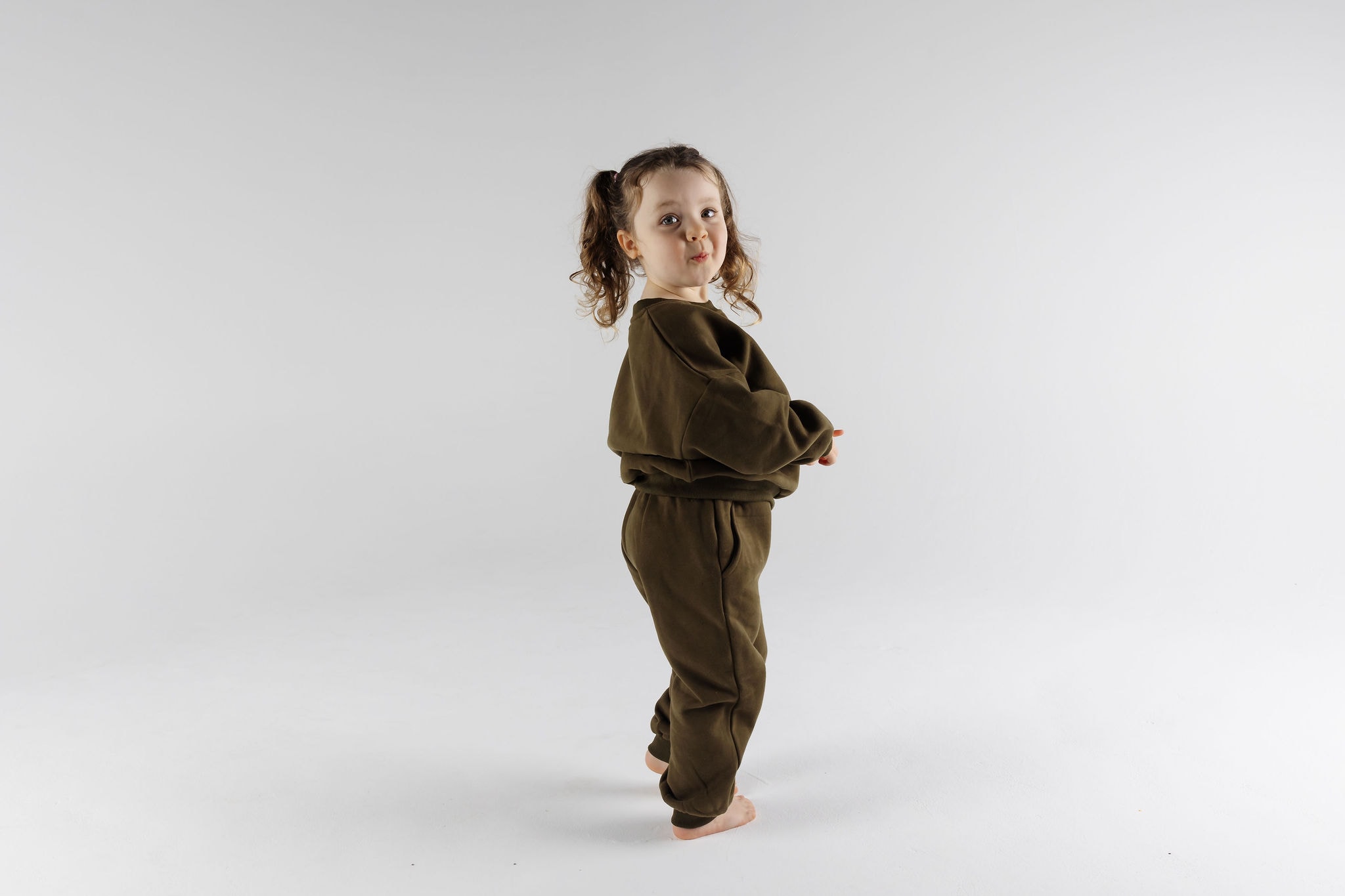 Toddler in quality sweatshirt and pants (tracksuit set) from Crumb (the Downtown Set).