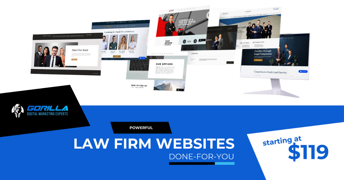 A legal website development company showcasing their portfolio of successful projects, demonstrating their expertise in creating law firm websites that are both visually appealing and functional, with user-friendly contact pages.