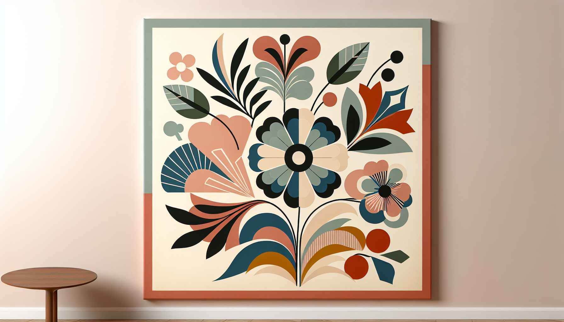 Modern interpretation of classic floral designs in mid-century modern wall art