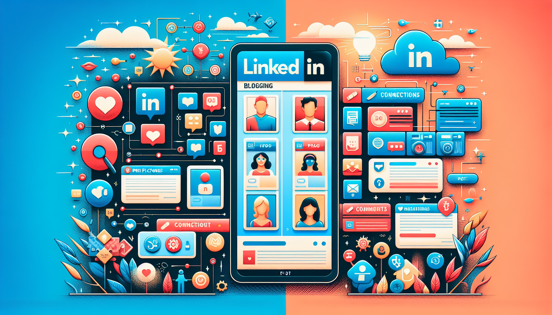 A comparison illustration of LinkedIn blogging and traditional blogging platforms.