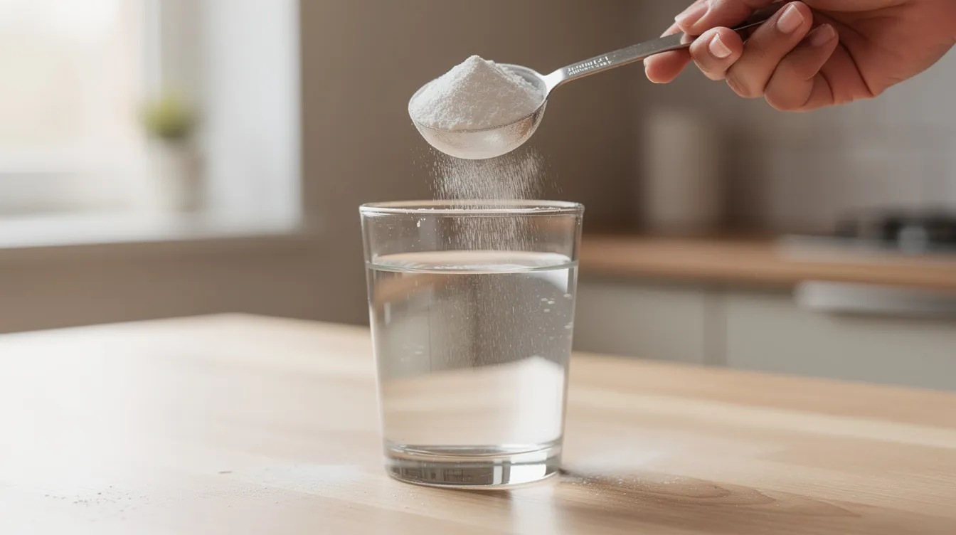 A person is measuring a scoop of collagen supplement powder into a glass, highlighting the importance of collagen supplementation for skin elasticity and joint health. This action emphasizes a commitment to a healthy diet that supports collagen production and overall well-being.