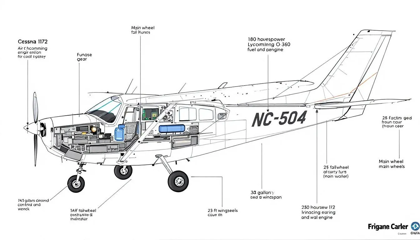 Key specifications of the Cessna 172 aircraft.