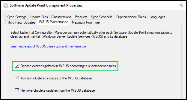 Software Update Point WSUS Maintenance
