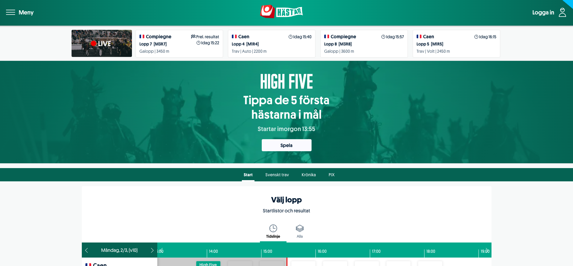 Svenska Spel Hästar High Five – spela på trav och tippa fem hästar i rätt ordning online