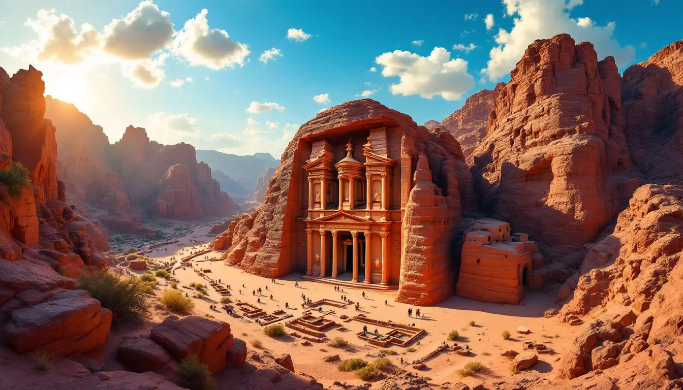 Unique experiences in Petra, including a view of the ancient city and surrounding landscapes.