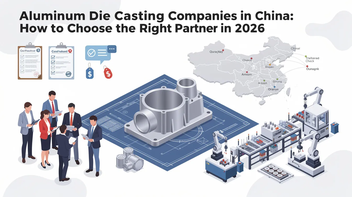 The image depicts a modern factory setting showcasing various aluminum die casting processes, including high pressure and cold chamber die casting. Skilled professionals operate advanced casting machines, ensuring the production of high-quality aluminum casting parts for diverse industries, emphasizing the importance of choosing a reliable die casting company in China.