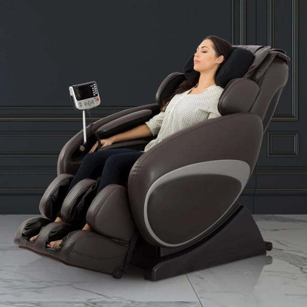 Image of a woman with improved blood circulation from a zero gravity massage chair.
