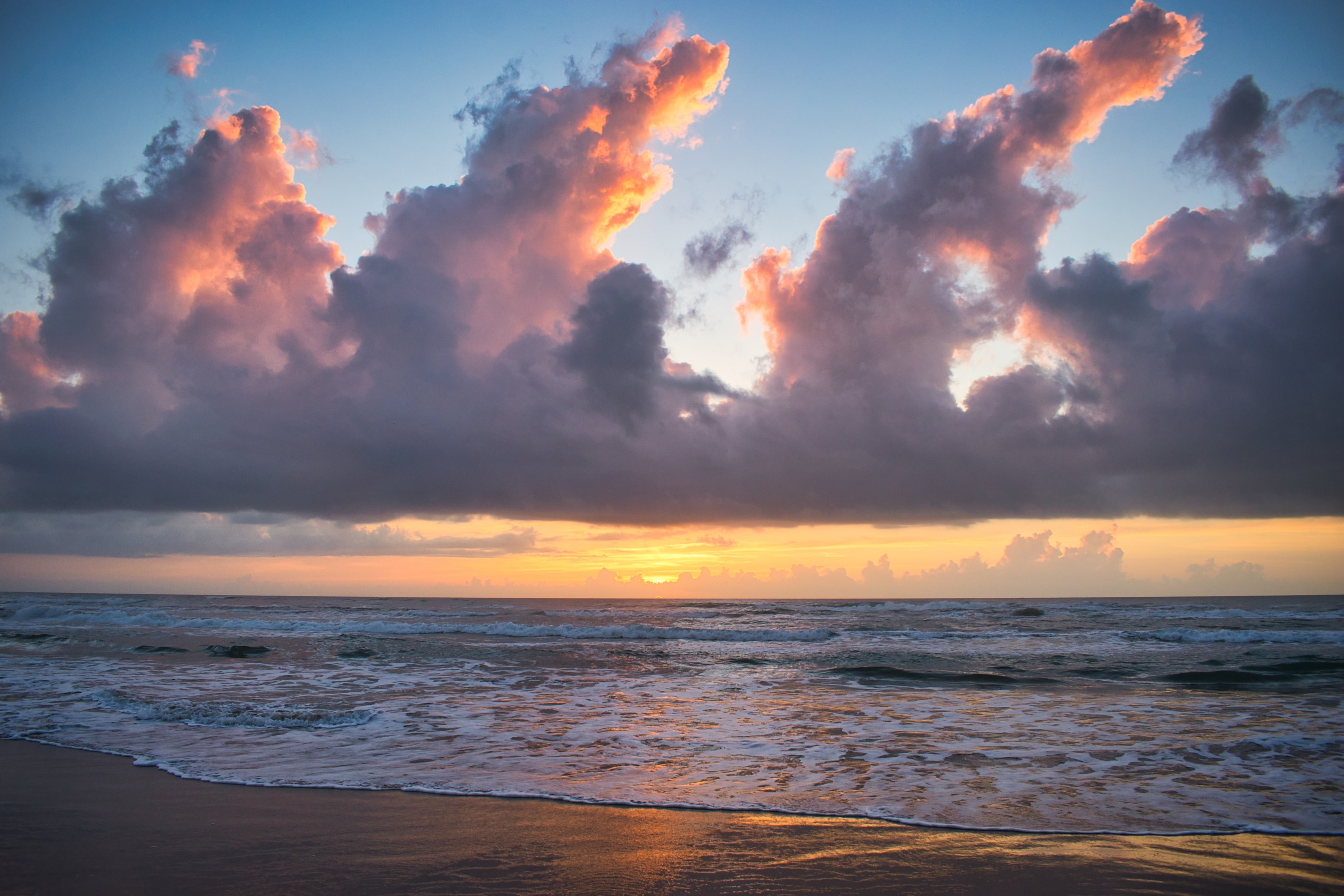 South Padre Island, Sunset on the shoreline. 