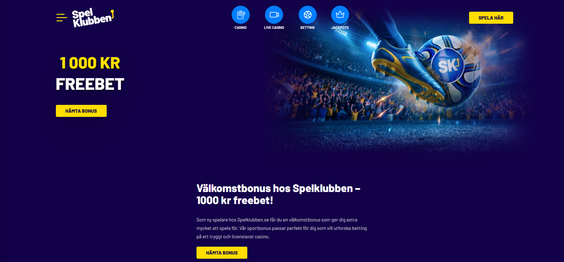 Spelklubben sportbonus – gratisspel upp till 1 000 kr