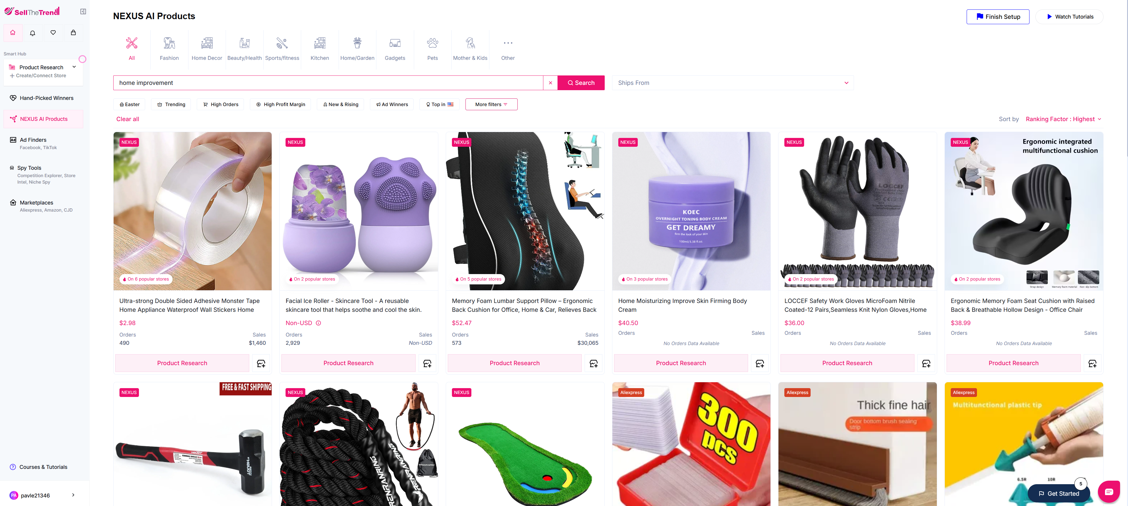 using sell the trend to find the best home improvement products to sell